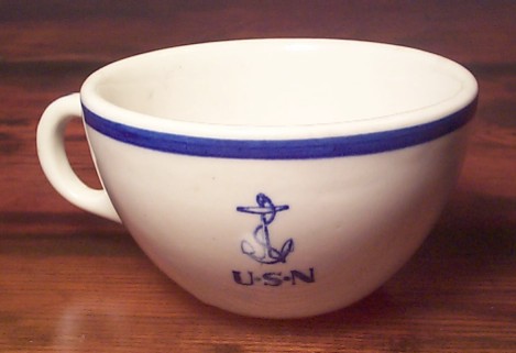 coffee cup w anchor usn insignia for officers mess