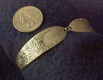 rose and leaf us navy bracelet made from silverplate spoons