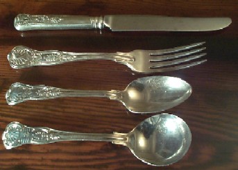 4 pc fork knife teaspoon soup table spoon special kings design wardroom anchor